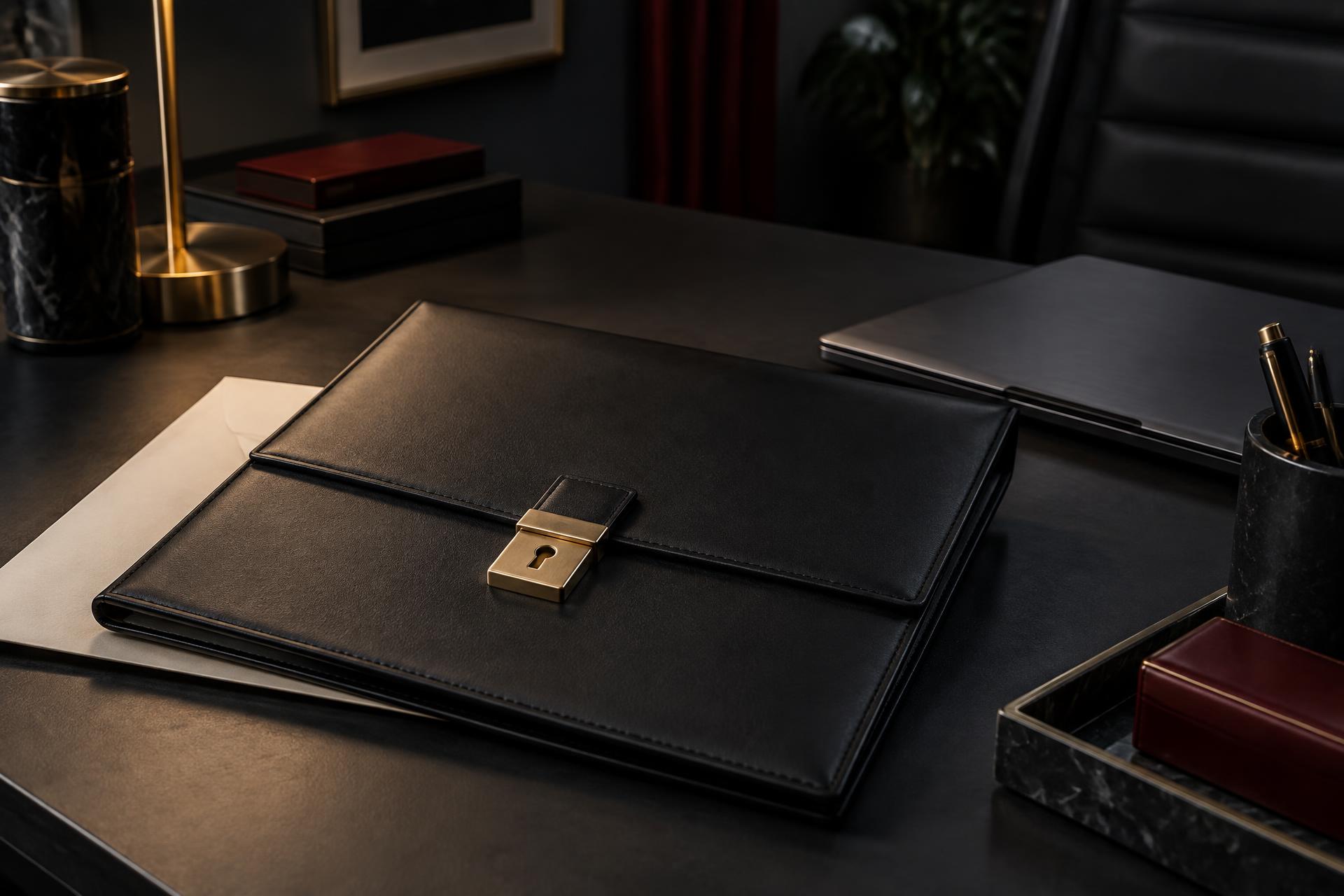 Sealed document folio with privacy-focused office equipment
